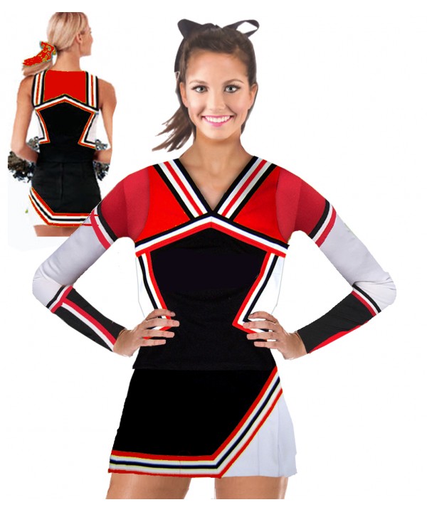 Cheerleading Uniform 3 pcs 9008tp black,  red,   w...