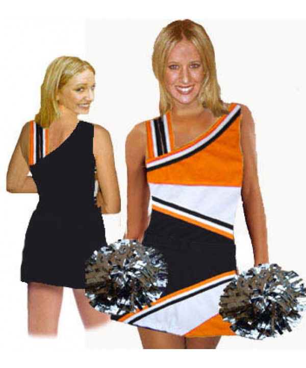 Cheerleader Kostüm 9013 Schwarz  Weiß  Orange