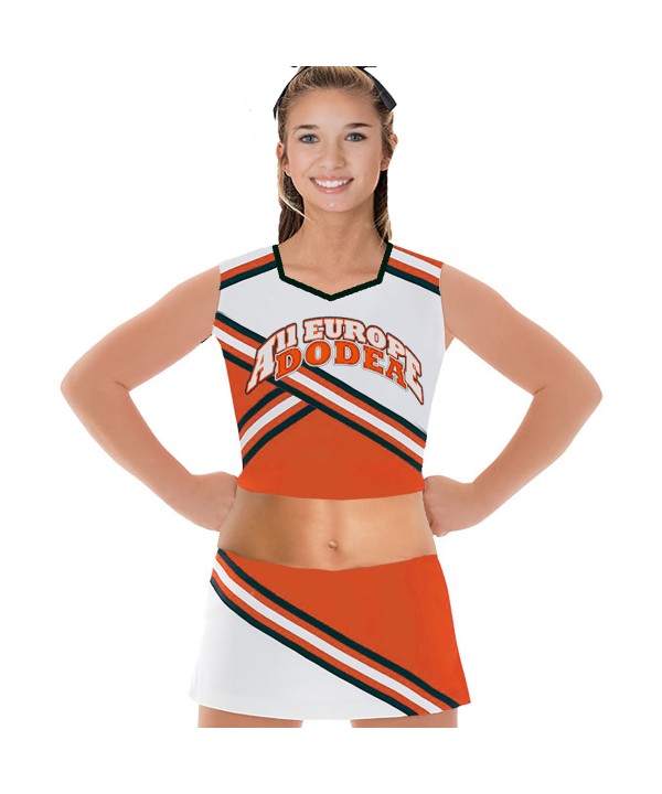 Cheerleader Uniform 90156 Bauchfrei Orange  Weiß,...