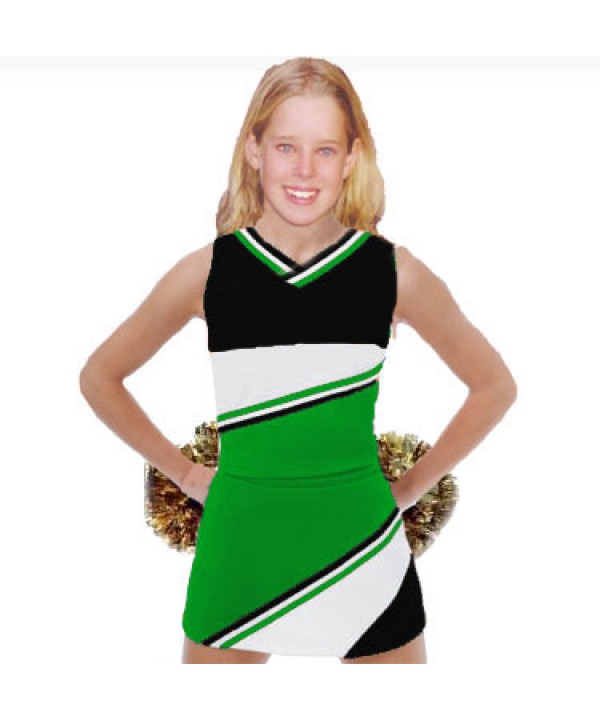 Cheerleader Uniform 9035 green,  white,   black,
