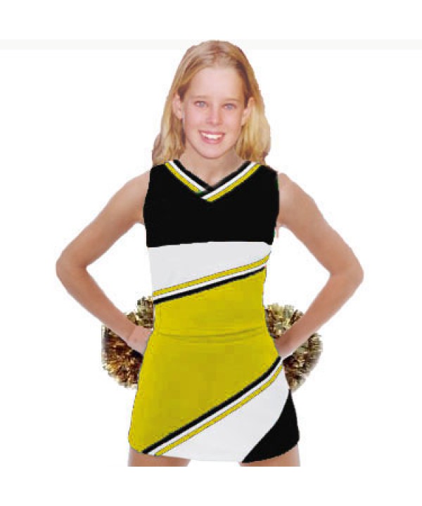 Cheerleader Uniform 9035 yellow  white,   black,