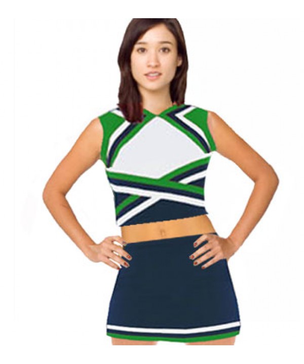 Cheerleader Uniform 9078b navy,  white,   green,